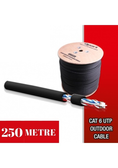 Qport Yüksek Bakır 23 Awg 0,58 Mm Dış Ortam Cat6 Kablo 250 Metre