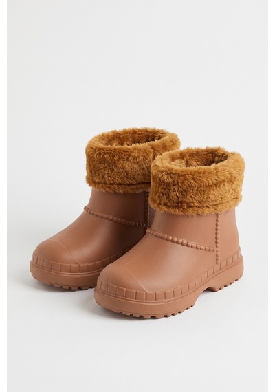 Çocuk Unisex İçi Kürklü Yağmur Çizmesi Açık Kahverengi 34 - 35
