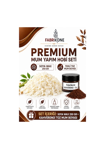 Premium Mum Yapım Hobi Seti - Soya Wax 250 Gr - Tekli Toz Mum Boyası - Kahverengi Bkfabsw2501kh Karışık