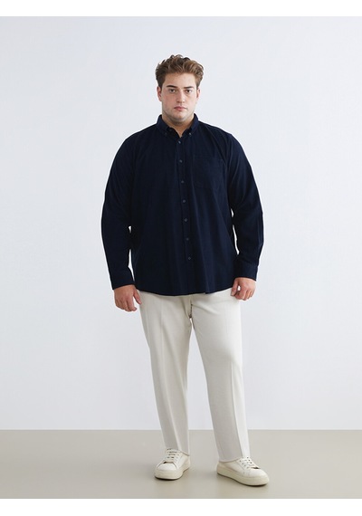 Lcwaıkıkı Classic Lacivert Regular Fit Uzun Kollu Kadife Erkek Gömlek