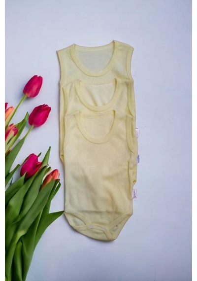 Salar Ticaret Bebek Basic Ribana Bisiklet Yaka Fitilli 3lü Atlet Body -sarı Sarı
