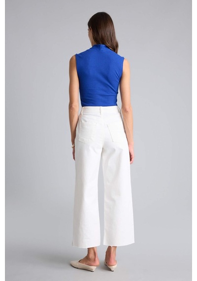Defacto Culotte Yüksek Bel Geniş Paça Gabardin Pantolon C7535ax26smwt32 Beyaz-wt32