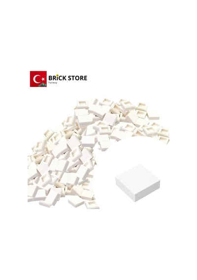 Yedek Parçalar 100 Adet 1x1 Tile Düz Fayans Parçası, Beyaz Renk White , 3070