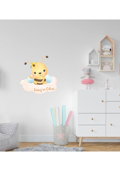 Kişiye Özel Sevimli Arı Tasarımlı Çocuk Odası Duvar Sticker-2