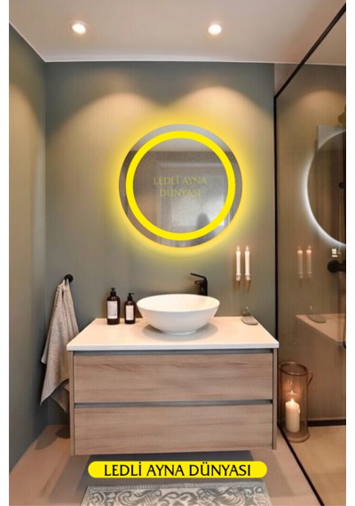 Ledliaynadünyası 60 Cm Günışığı Ledli Banyo Antre Makyaj Aynası Beyaz - Gümüş