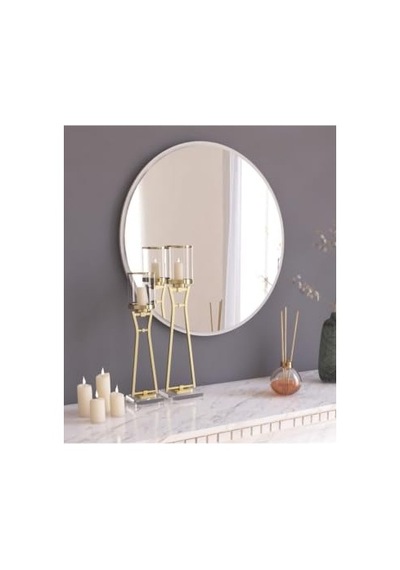 58 Beyaz Dekoratif Yuvarlak Antre Hol Koridor Duvar Salon Mutfak Banyo Wc Ofis Aynası,beyaz 58x58 Çok Renkli