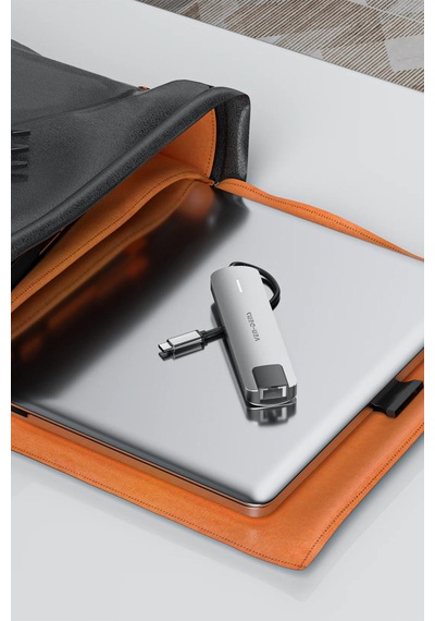 Ven-dens Vd-adp019 6 Sı 1 Arada Usb-c Hub Adaptör, 4k 30 Hz Hdmı, 90 W Pd, Usb 3.0 Ve Rj45, Gri