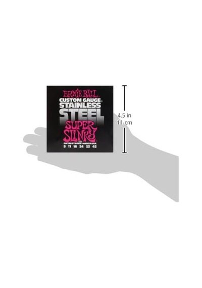 Ernie Ball Süper Slinky Paslanmaz Çelik Yara Elektro Gitar Telleri, Ölçü 9-42