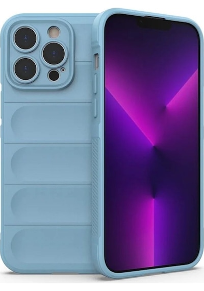 Apple Uyumlu iPhone 14 Pro Max Silikon Kılıf - Kamera Korumalı Esnek Airbag Kapak - Mavi
