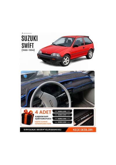Suzukı Swift 1988-1994 Uyumlu Torpido Koruma, Torpido Örtüsü, Torpido Kılıfı - Siyah-mavi - Sz002