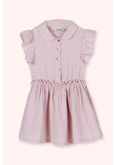 Panço Kız Çocuk Müslin Elbise Pembe