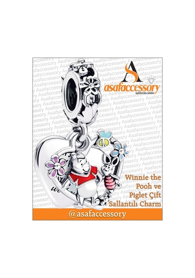 Winnie The Pooh Ve Piglet Çift Sallantılı Charm Asafaccessory Gümüş