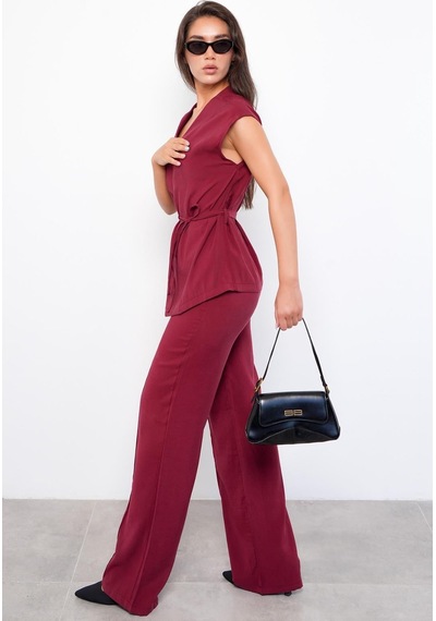 Seeh Bordo Basic Yelek Pantolon Takım Sh241 Standart