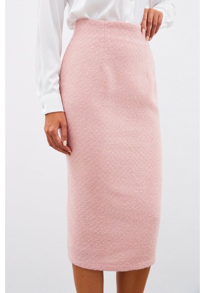 Sateen Midi Boy Tüvit Etek - Pudra-135029 Pudra