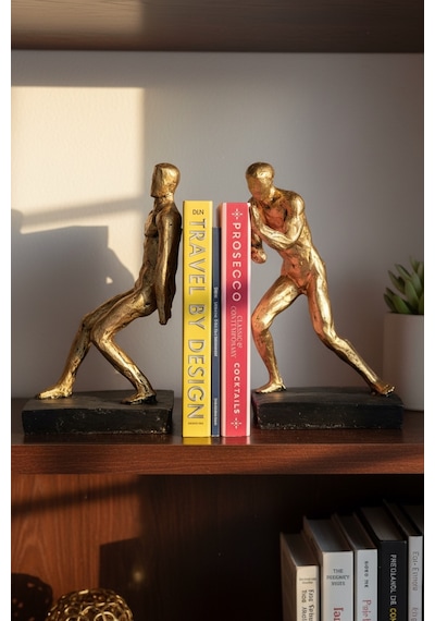 Modern İnsan Figürlü Dekoratif Kitap Desteği Seti Kitap Tutucu Biblo Ve Ofis Aksesuarı