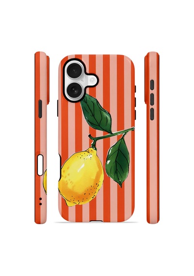 Apple iPhone Uyumlu 17 Vorian Çift Katmanlı Magsafe Kılıf Sicilian Lemon Red Stripe