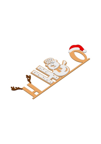En-cag Ho Ho Ho Yazılı Yılbaşı Dekoru Üç Parçalı Noel Masa Süsü Bss Standart