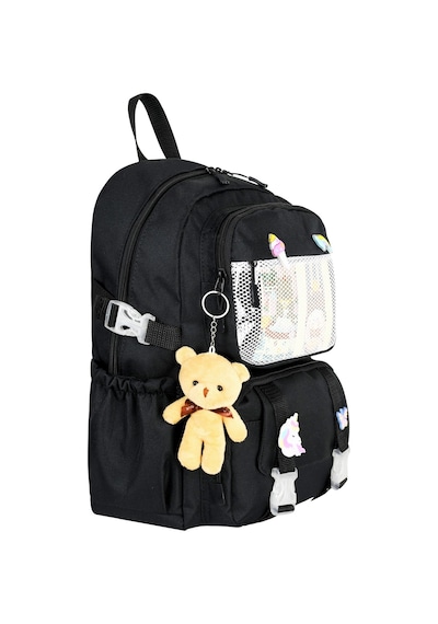 Waddell Kawaii Kore Tarzı Aksesuarlı İlkokul Sırt Ve Beslenme Çantası Siyah 25001 Siyah