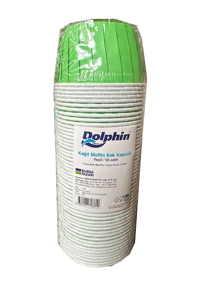 Dolphin Muffin Kağıt Karton Yeşil Cupcake Kek Kalıbı Kapsülü Kabı - 50 Adetlik 10 Paket