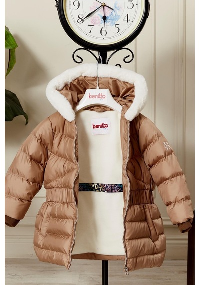 Kız Bebek Kapüşonlu Kışlık Mont 51333 Kahve