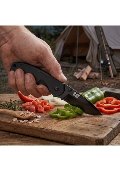 Cat Da980008 Kemer Askı Kancalı Katlanabilir 16cm Paslanmaz Çelik Siyah Kamp Çakısı Bıçağı