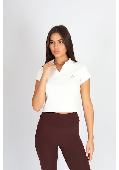 Soft&Basic Polo Yaka Ve Patlı Kaşkorse T-shirt Beyaz