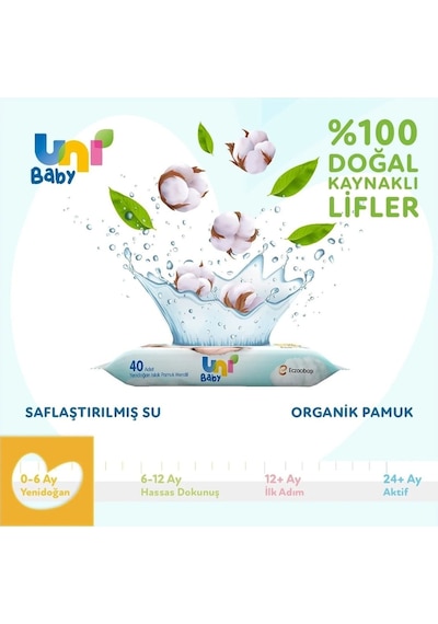 Uni Baby Yenidoğan Islak Mendil 24'Lü 960 Yaprak
