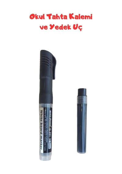 Okul Öğretmen Beyaz Tahta Kalemi, Mavi Renk Black Boardmarker Yedek Uçlu Siyah