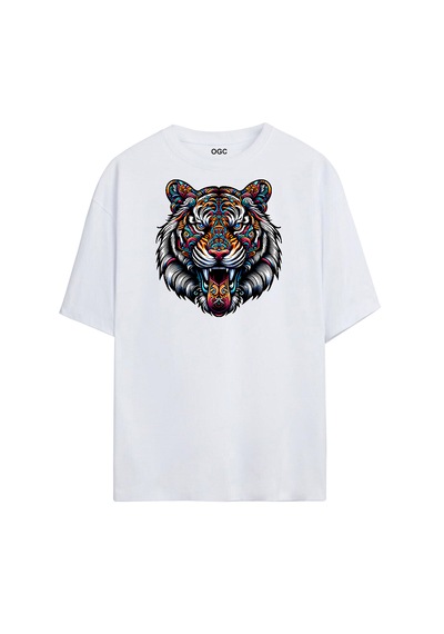 Kaplan Oversize Unisex T-shirt Beyaz