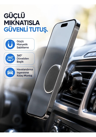 Araç İçi Telefon Tutucu Mıknatıslı Havalandırma Izgarası Telefon Standı 72625792