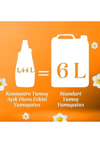Açık Hava Etkisi Konsantre Çamaşır Yumuşatıcısı Nergis 1440 Ml 60 Yıkama 0.75 LT - 2.5 LT - 12 KG