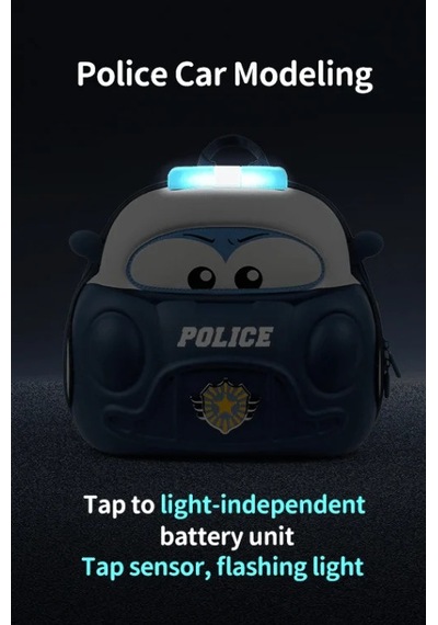 Supercute Car Sırt Çantası Police Işıklı Ve Armalı Lacivert