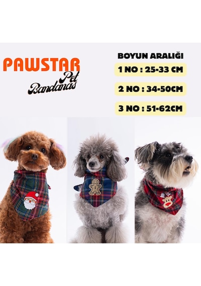 Santa Sprinkles Noel Baba Nakışlı Ekose Desen Yeşil Kedi Köpek Fuları Pet Bandana Köpek Bandanası