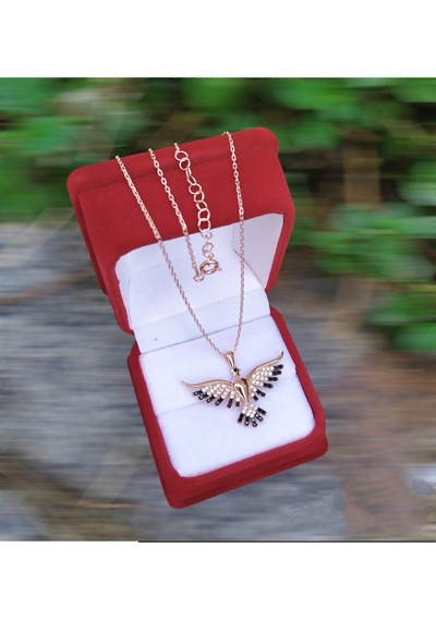 Modahilye 925 Ayar Gümüş Anka Kuşu Rozegold Renk Kolye Rose Gold