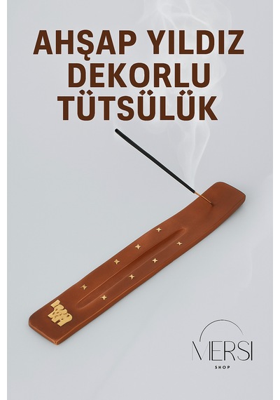 Ahşap Yıldızlı Tütsülük Doğal Oyma Ahşap Tütsü Standı Şık Tütsülik Dekor