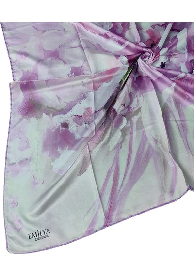 Mim Eşarp Emilya Rayon Çiçek Desenli Eşarp 90x90 Cm Fuşya