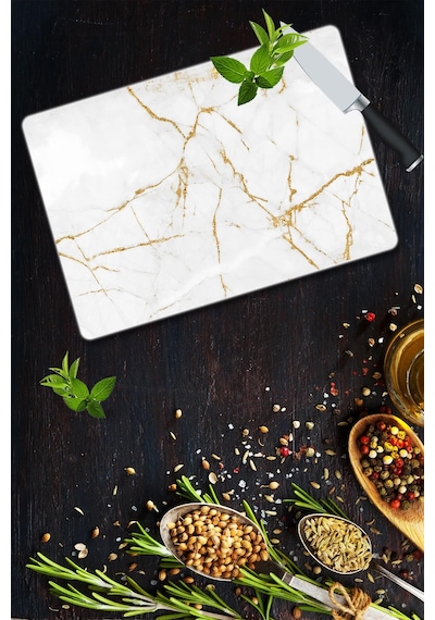 Dekoratif Cam Kesme Tahtası 30Cm X 40Cm Çoklusim Görünümlü