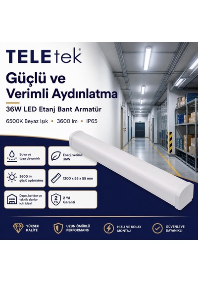 36w 6500k Beyaz Işık 3600lm Led Etanj Beyaz Bant Armatür Çok Renkli