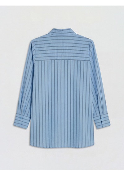 Lcw Everyday Mavi Çizgili Oversize Kadın Gömlek Tunik