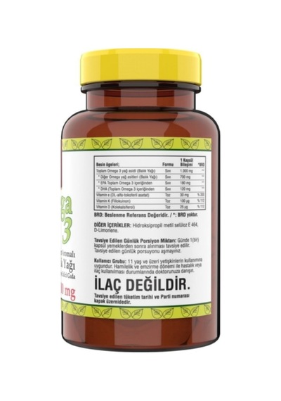 Doğal Limon Aromalı Omega 3 Balık Yağı 1000 Mg 60 Yumuşak Kapsül