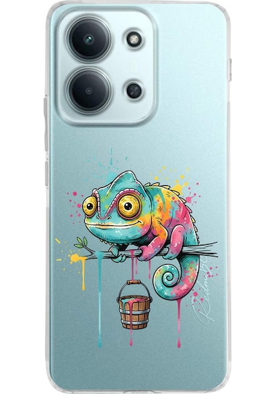 Xiaomi Redmi 15c 4g İle Uyumlu Splash Bukalemun Tasarımlı Şeffaf Silikon Kılıf Şeffaf