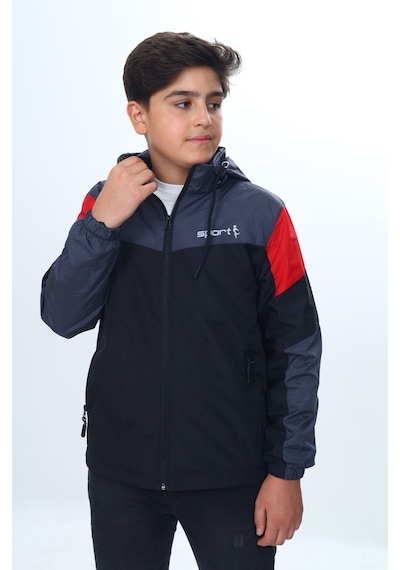 Toontoy Kids Toontoy Erkek Çocuk Dik Yaka Kapüşonlu Fermuarlı Cepli Baskılı Renk Bloklu Dokuma Yağmurluk - Siyah Toontoy Kids Toontoy Erkek Çocuk Dik Yaka Kapüşonlu Fermuarlı Cepli Baskılı Renk Bloklu Dokuma Yağmurluk - Siyah