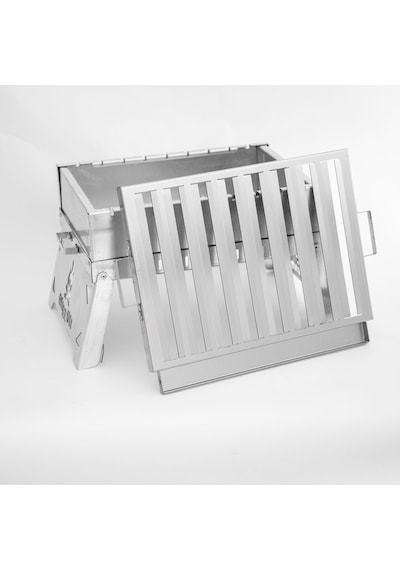Orta Boy Paslanmaz Katlanır Pratik Mangal Yıkanabilir 40 X 29 X 23 Cm Maşa Hediyeli Inox