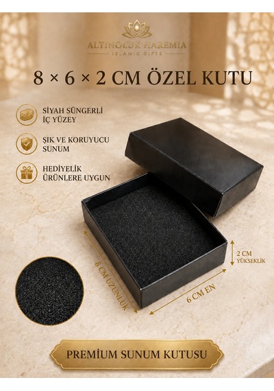 8x6x2 Cm Özel Kutu Siyah Süngerli Hediyelik Premium Sunum Kutusu