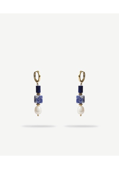 Yargıcı Lapis Ve İnci Detaylı Sallantılı Küpe 26kkbj8172x 021 Mavi