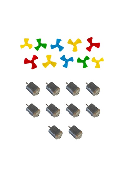 10 Adet Deney Motoru ( Dc Motor ) + 10 Adet Deney Motoru Pervanes