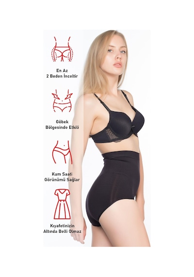 Siyah Mı Emay 7024 Yüksek Bel Slip Korse Siyah