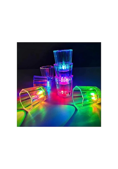 Mey İthalat Renkli Led Parlayan Fiber Optik Glow Işıklı Bardak 5,5 X 5,5 Cm Adet Fiyatıdır Çok Renkli