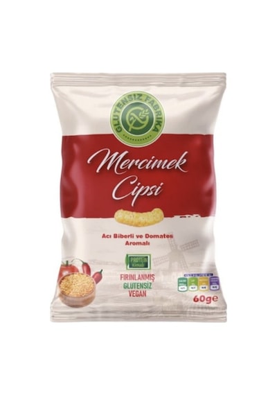 Glütensiz Fabrika Mercimek Cipsi Acı Biber Ve Domatesli 60 G
