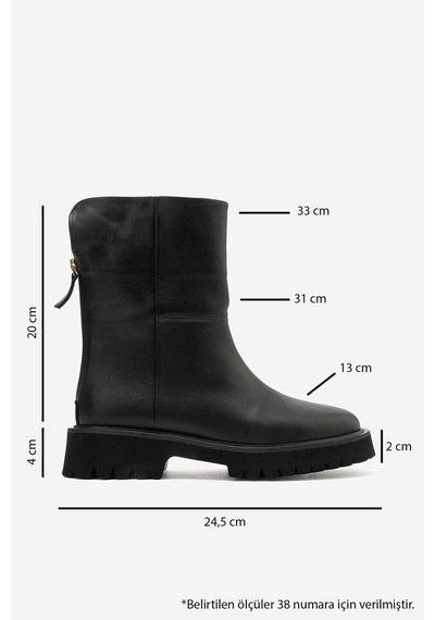 Luvi Shoes Alden Siyah Hakiki Deri Arkadan Fermuarlı Kadın Bot